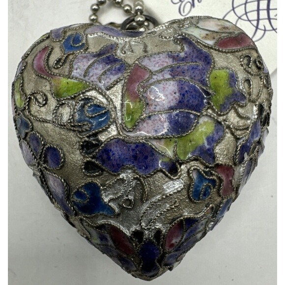 NYCO Other - Victorian Enamel Cloisonné Heart Ornament, Hand Made Floral Design, Vintage NYCO